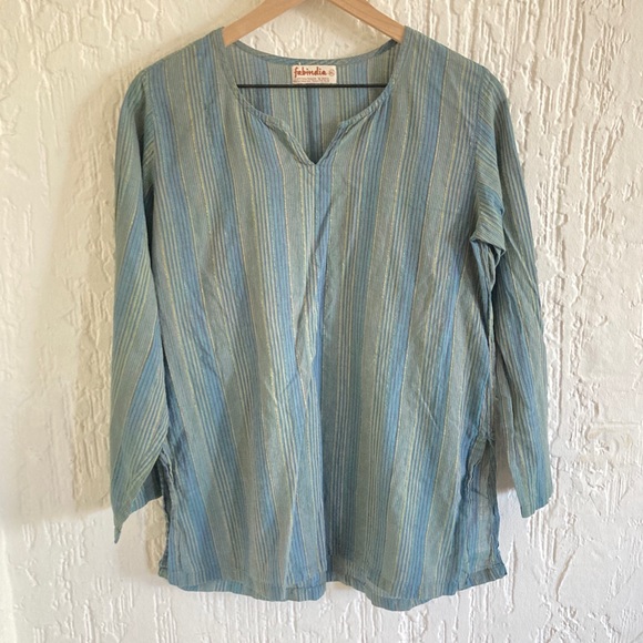 Fabindia Blue Striped Women's Top - Picture 1 of 6